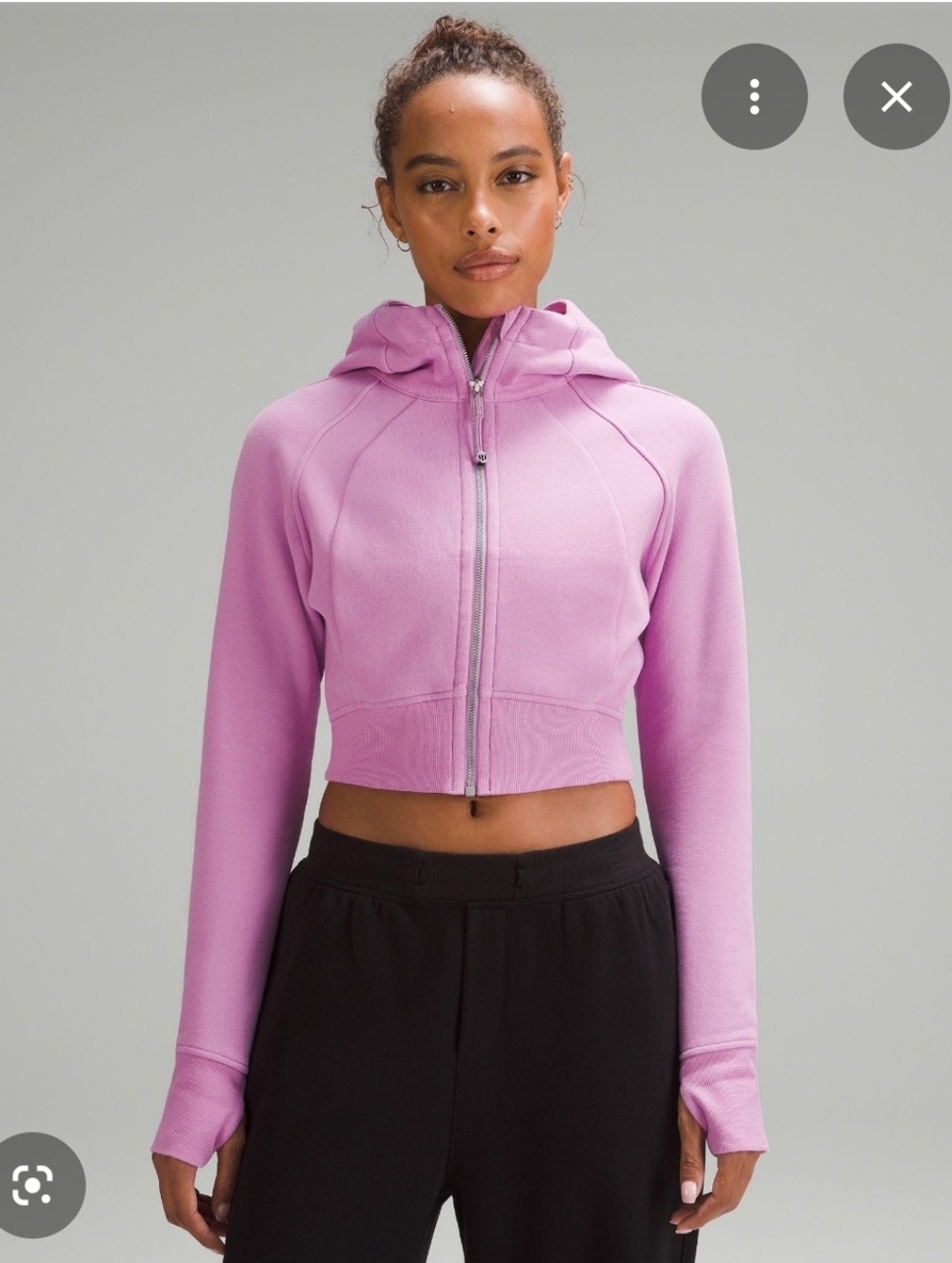 Lululemon Cropped Pink/Mauve Hooded Zip-Up Sweatshirt